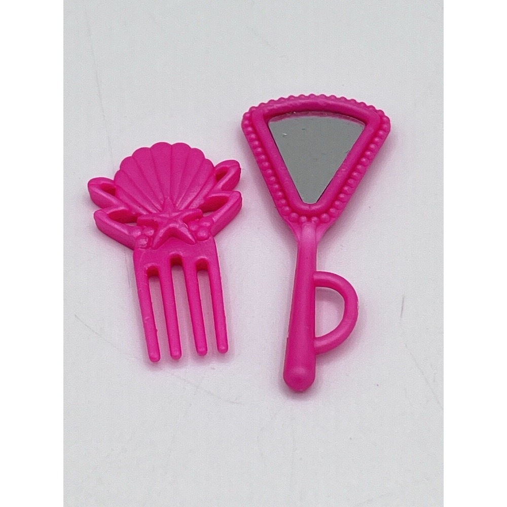 Vintage Barbie Mermaid Fantasy Shell Comb Mirror Pink Mattel 56759 2002